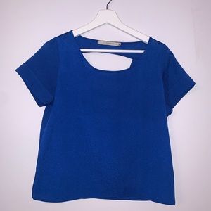 Blue top with cut out back detail